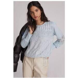 New Anthropologie TINY  Long Sleeve Lace Top $120 X-SMALL Blue
